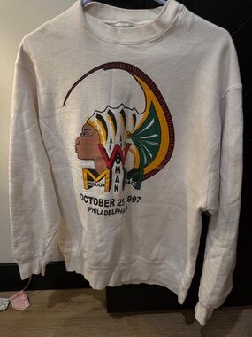 Vintage Cream Million Woman March Graphic Crewneck Sweatshirt